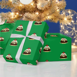 Papel De Presente Livro Verde e bonito de pudim de Natal