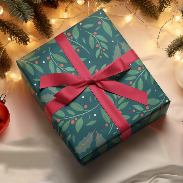 Papel De Presente Livro Verde e Livro Vermelho do Natal (Criador carregado)