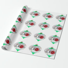 Papel De Presente Livro Verde e Vermelho sobre ornamentos