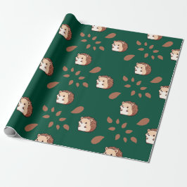 Papel De Presente Livro Verde Escuro Sem Costura: Hedgehogs Bonitos