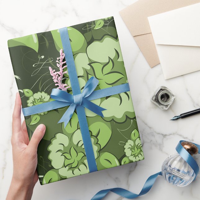 Papel De Presente Livro Verde Floral (Criador carregado)