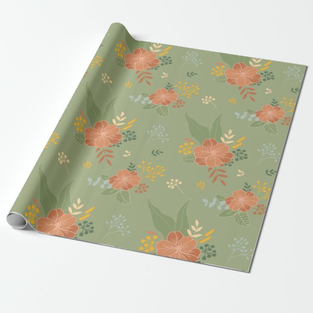 Papel De Presente Livro Verde Floral (Desenrolado)