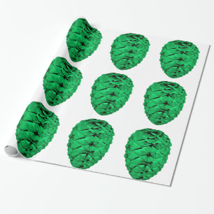 Papel De Presente Livro Verde Pinecones