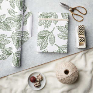 Papel De Presente Livro Verde Rustic Winter Foliage Holiday Wraping