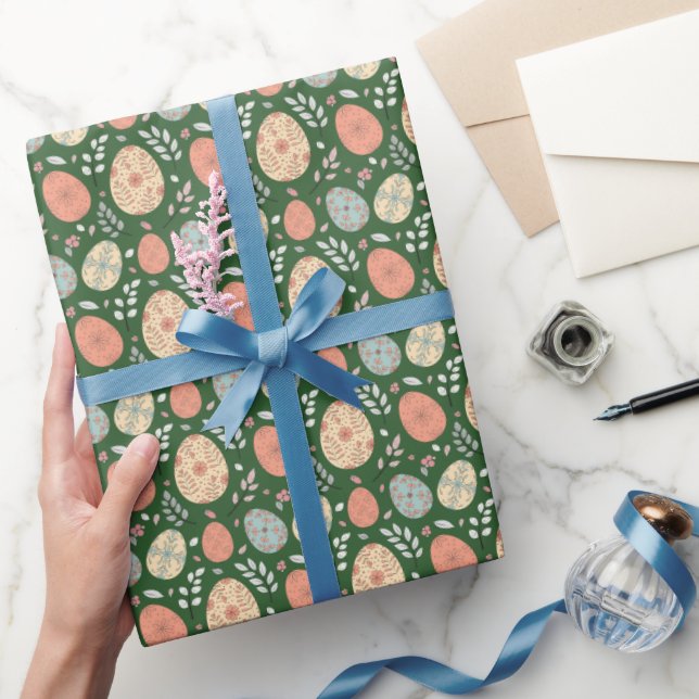 Papel De Presente Livro Verde sobre enrolamento de Páscoas (Presentear)