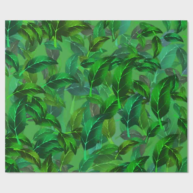 Papel De Presente Livro Verde sobre Folhas Moldadas (Aberto)