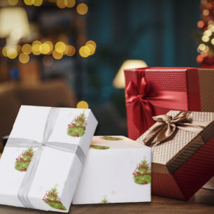 Papel De Presente Livro Verde sobre ornamentos vermelhos