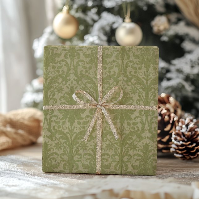 Papel De Presente Livro Verde tradicional da vinheta de Natal (Criador carregado)