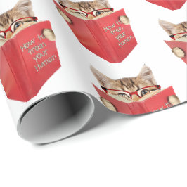 Papel De Presente Livro Vermelho de Leitura de Cat