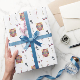 Papel De Presente Livros de Feitiços Bruxaria Aniversário de Criança