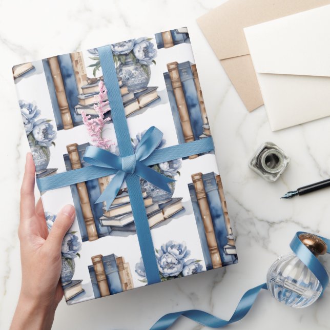 Papel De Presente Livros e Flores (Presentear)