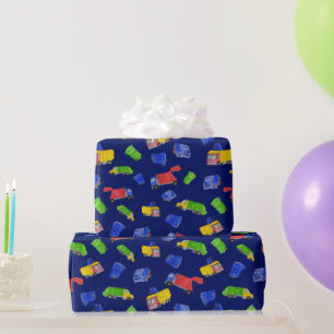 Papel De Presente Lixo Bash Caminhões de Lixo Padronizados Azul