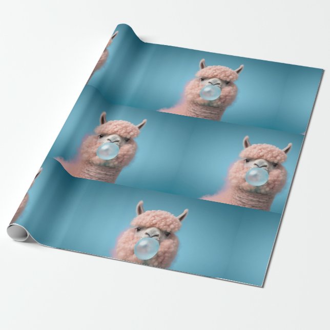 Papel De Presente Llama Bubblegum Funny (Desenrolado)