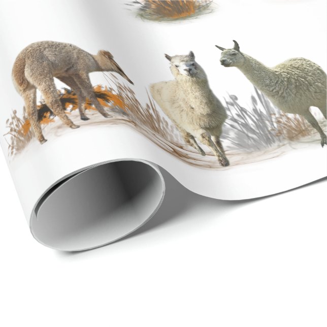 Papel De Presente Llama Meadow Wrapping Paper (escolha a cor) (Ponta do rolo)