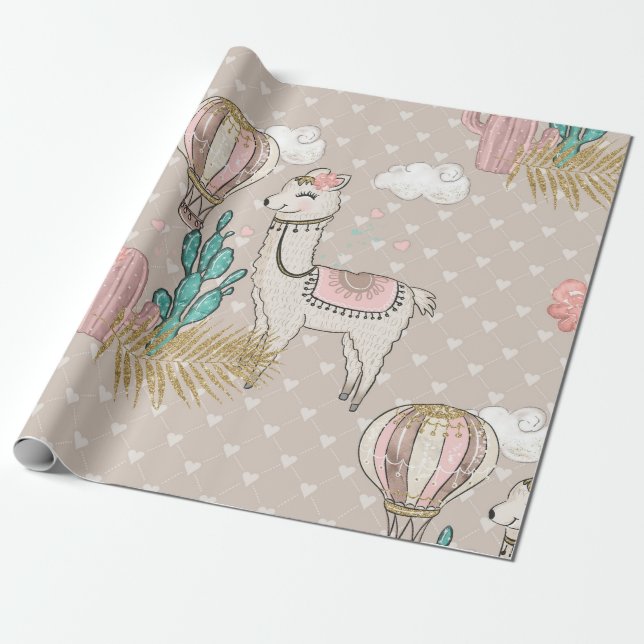 Papel De Presente Llama Steampunk Deserto Brilho Falso (Desenrolado)