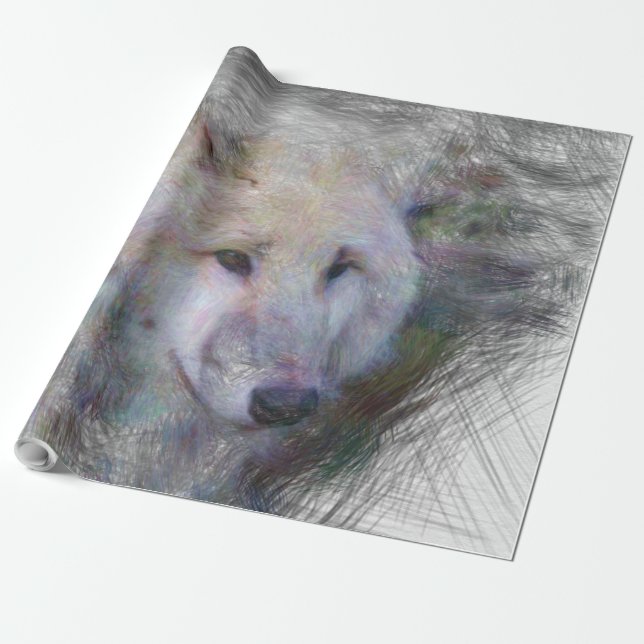 Papel De Presente lobo artístico (Desenrolado)