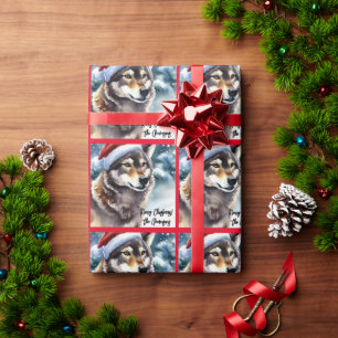 Papel De Presente Lobo Bonito na Neve