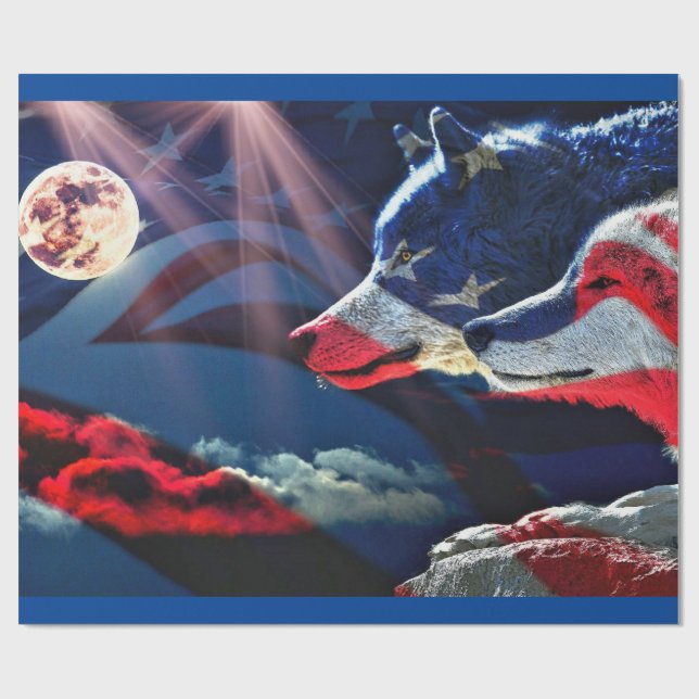 Papel De Presente Lobo Lobos Lua Cheia (Aberto)