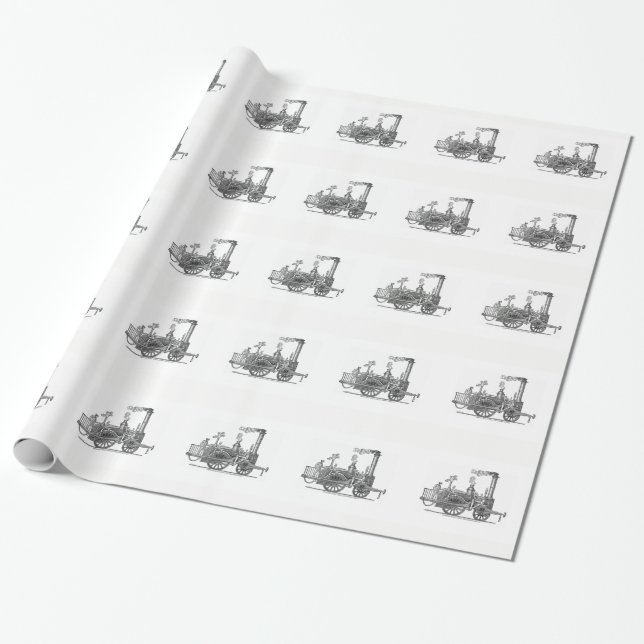 Papel De Presente Locomotiva de Vapor Antecipado (Desenrolado)