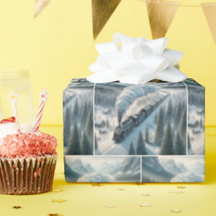 Papel De Presente Locomotiva Vintage A Vapor No Vale De Snowy