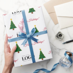 Papel De Presente Logotipo comercial personalizado e árvore de Natal