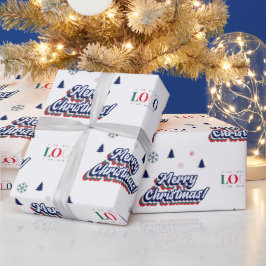 Papel De Presente Logotipo comercial personalizado e texto de Natal 