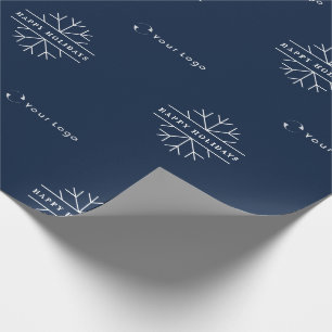 Papel De Presente Logotipo de empresa Floco de neve de Natal Azul Lp