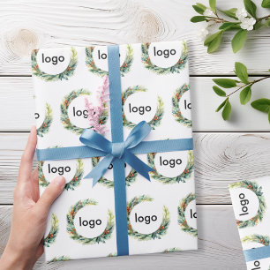 Papel De Presente Logotipo de empresa Floral Wreath Natal