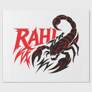 Papel De Presente Logotipo de Escorpião Agressivo com Nome "RAHI"