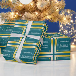 Papel De Presente Logotipo Elegante, Foto e Estrelas, Parabéns Azul