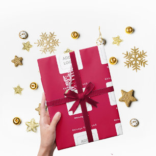 Papel De Presente Logotipo Empresarial Vermelho Escuro Personalizado