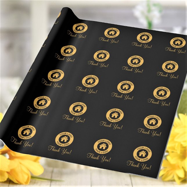 Papel De Presente Logotipo Personalizado de Negócios Obrigado (Criador carregado)