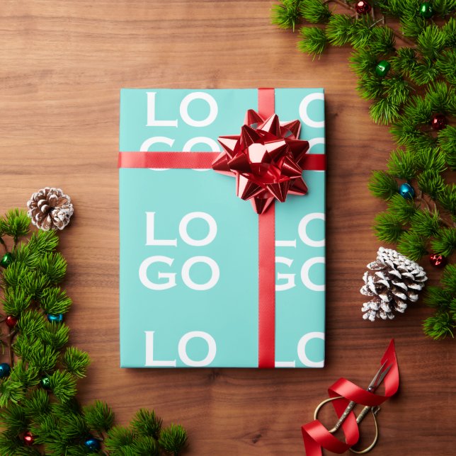 Papel De Presente Logotipo Personalizado Empresa ou Negócio Azul Tur (Presente de Natal)