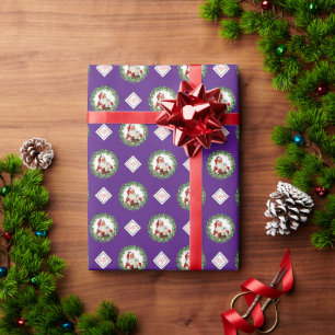 Papel De Presente Logotipo Roxo Natal Presentes Padrão Companhia San