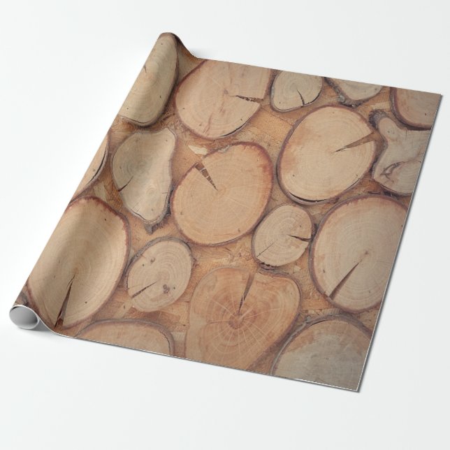 Papel De Presente Logs de árvore cortados castanhos (Desenrolado)
