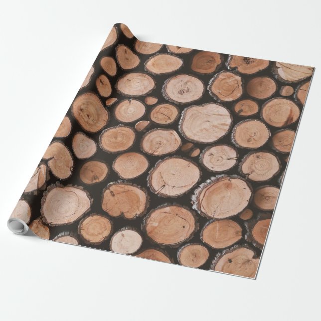Papel De Presente Logs Firewood (Desenrolado)