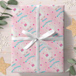 Papel De Presente Loja de Neve Rosa de Natal de Lama Personalizada<br><div class="desc">Este belo papel de embrulho de Natal apresenta uma neve lama e estrelas design. Personalize-o com um nome.</div>