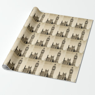 Papel De Presente London Big Ben: Vintage View