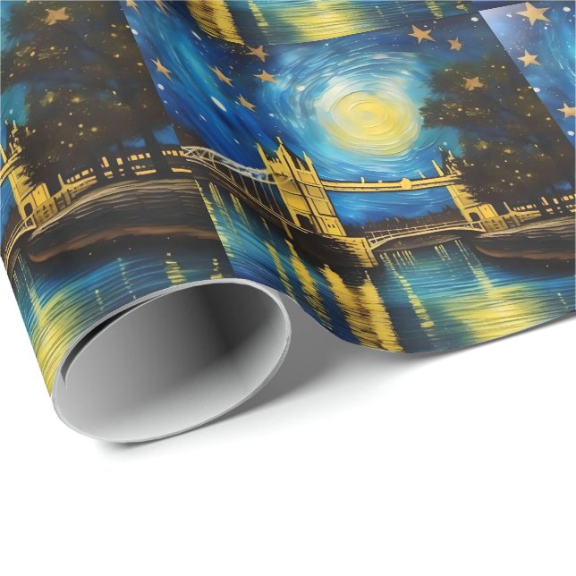 Papel De Presente London Bridge Acrylic Art, (Ponta do rolo)