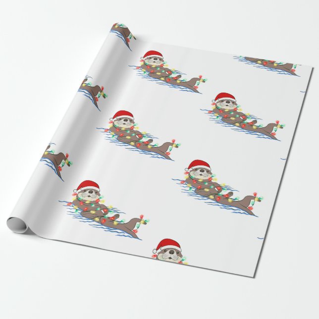 Papel De Presente lontra santa claus de natal feia (Desenrolado)