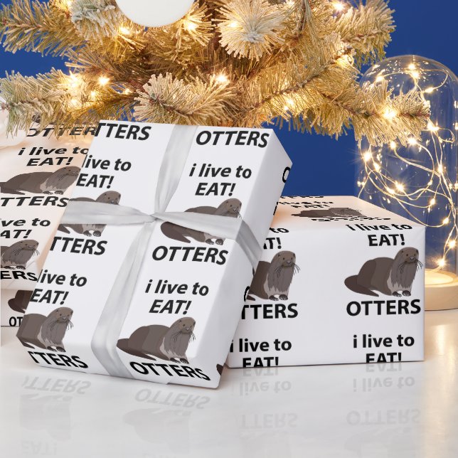 Papel De Presente Lontras Eu Vivo Para Comer Lontras Engraçadas (Feriados)