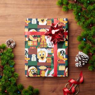Papel De Presente LOONEY TUNES™ Holiday Block Patterno