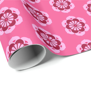 Papel De Presente Lotus Flower Mandala, Fuchsia Pink e Burgundy