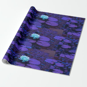 Papel De Presente Lotus Flower Purple Blue Turquoise Floral Pond Zen