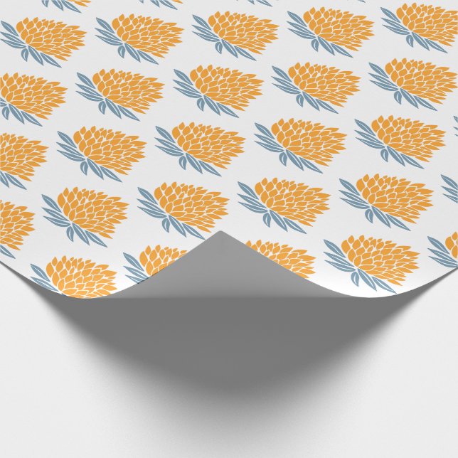 Papel De Presente Lotus FLowers Blue Orange Holiday Gift (Ponta)
