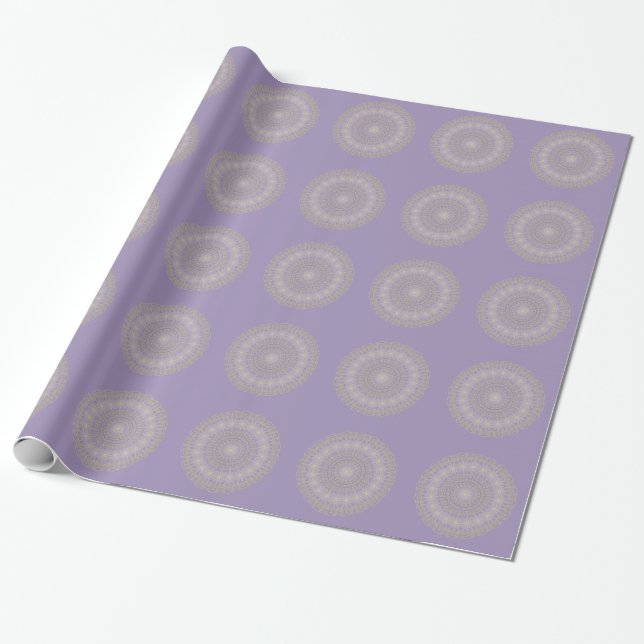 Papel De Presente Lotus Mandala em Lilac e Dourado (Desenrolado)