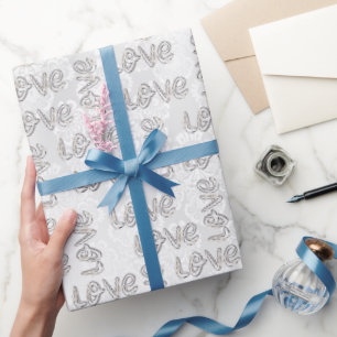 Papel De Presente Love Almond Blossoms White Damask