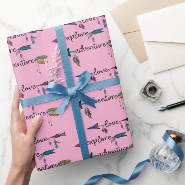 Papel De Presente Love Explore Adventure Arrow Tribal Boho Design (Presentear)