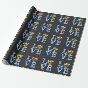 Papel De Presente Love Hanukkah Jewish Holiday Menorah