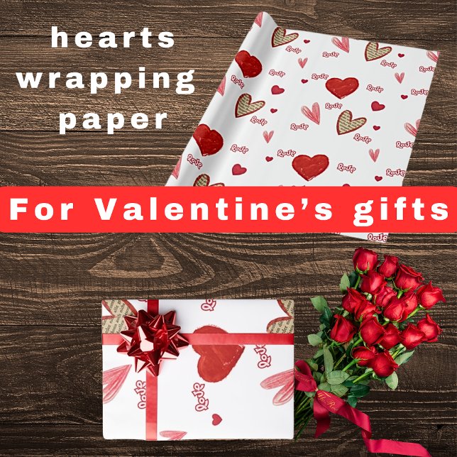 Papel De Presente Love hearts red (Criador carregado)